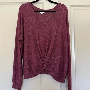 Twist front V neck top